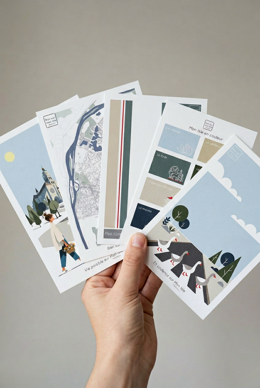 Lot de 5 cartes postales - Bien sur Mon Isle