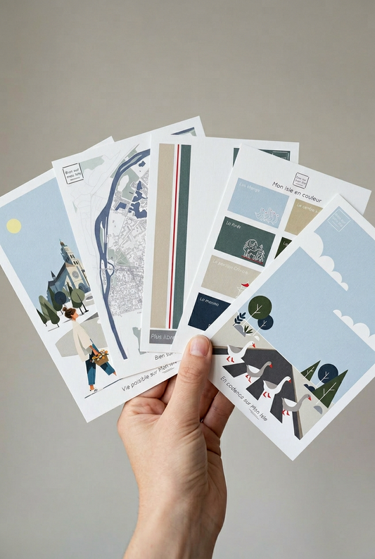 Lot de 5 cartes postales - Bien sur Mon Isle